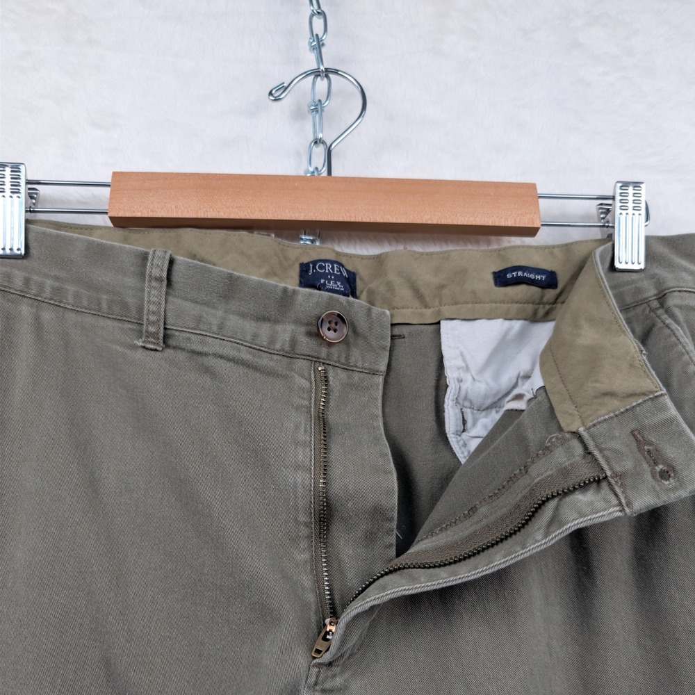 J.Crew Chino Pants Men's 37x32 Olive Green Straight Stretch Flex Twill Workwear
